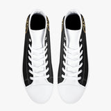 Crypto Gear- "GOLD BITCOIN SNEAKS" Classic High-Top Canvas Shoes - White/Black