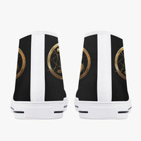 Crypto Gear- "GOLD BITCOIN SNEAKS" Classic High-Top Canvas Shoes - White/Black