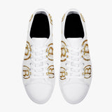 Crypto Gear- "GOLD BITCOIN SNEAKS"  Classic Low-Top Canvas Shoes - White/Black