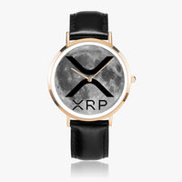 "XRP" Ultra-Thin Leather Strap Quartz Watch (Rose Gold)