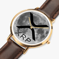 "XRP" Ultra-Thin Leather Strap Quartz Watch (Rose Gold)