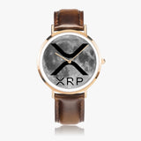 "XRP" Ultra-Thin Leather Strap Quartz Watch (Rose Gold)