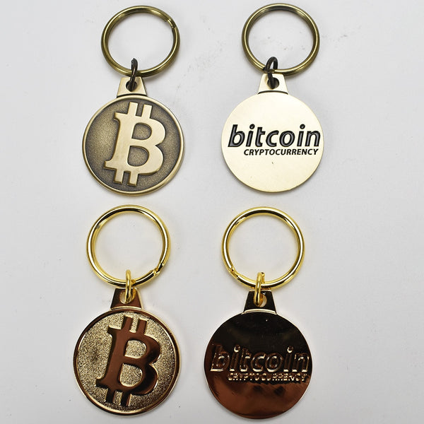 Bitcoin Keychain- 2 colors Antique Brass/Gold Plated