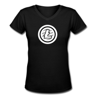 Bitcoin shirts- "LITECOIN SYMBOL" Women's V-Neck T-Shirt - black