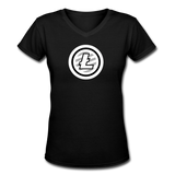 Bitcoin shirts- "LITECOIN SYMBOL" Women's V-Neck T-Shirt - black