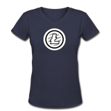 Bitcoin shirts- "LITECOIN SYMBOL" Women's V-Neck T-Shirt - navy