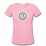 Bitcoin shirts- "LITECOIN SYMBOL" Women's V-Neck T-Shirt - pink