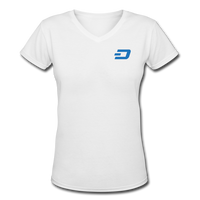Bitcoin shirts- "DASH SYMBOL" Women's V-Neck T-Shirt - white