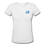 Bitcoin shirts- "DASH SYMBOL" Women's V-Neck T-Shirt - white