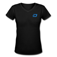 Bitcoin shirts- "DASH SYMBOL" Women's V-Neck T-Shirt - black