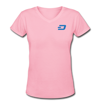 Bitcoin shirts- "DASH SYMBOL" Women's V-Neck T-Shirt - pink
