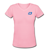 Bitcoin shirts- "DASH SYMBOL" Women's V-Neck T-Shirt - pink