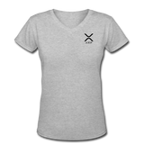 Bitcoin shirts- "XRP SYMBOL" Women's V-Neck T-Shirt - gray