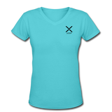 Bitcoin shirts- "XRP SYMBOL" Women's V-Neck T-Shirt - aqua