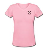 Bitcoin shirts- "XRP SYMBOL" Women's V-Neck T-Shirt - pink