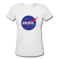 Bitcoin shirts "HODL SPACE" Women's V-Neck T-Shirt - white