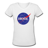 Bitcoin shirts "HODL SPACE" Women's V-Neck T-Shirt - white