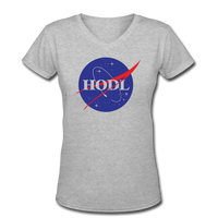 Bitcoin shirts "HODL SPACE" Women's V-Neck T-Shirt - gray