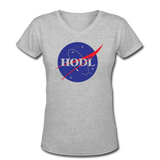 Bitcoin shirts "HODL SPACE" Women's V-Neck T-Shirt - gray