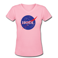 Bitcoin shirts "HODL SPACE" Women's V-Neck T-Shirt - pink