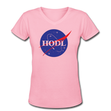 Bitcoin shirts "HODL SPACE" Women's V-Neck T-Shirt - pink