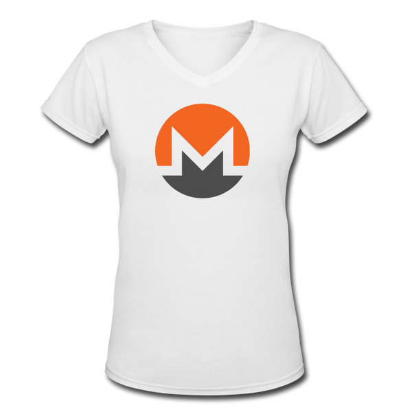 Bitcoin shirts- "MONERO SYMBOL" Women's V-Neck T-Shirt - white