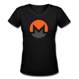 Bitcoin shirts- "MONERO SYMBOL" Women's V-Neck T-Shirt - black