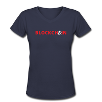 Bitcoin shirts- "BLOCKCHAIN ANARCHY" Women's V-Neck T-Shirt - navy