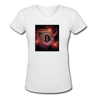 Bitcoin shirts- "BITCOIN BOARD" Women's V-Neck T-Shirt - white