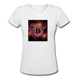 Bitcoin shirts- "BITCOIN BOARD" Women's V-Neck T-Shirt - white