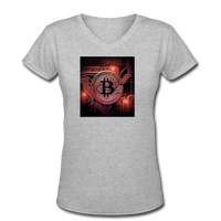 Bitcoin shirts- "BITCOIN BOARD" Women's V-Neck T-Shirt - gray