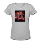 Bitcoin shirts- "BITCOIN BOARD" Women's V-Neck T-Shirt - gray