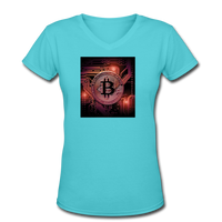 Bitcoin shirts- "BITCOIN BOARD" Women's V-Neck T-Shirt - aqua