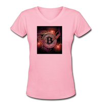 Bitcoin shirts- "BITCOIN BOARD" Women's V-Neck T-Shirt - pink