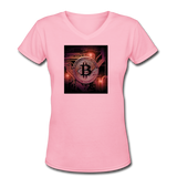 Bitcoin shirts- "BITCOIN BOARD" Women's V-Neck T-Shirt - pink