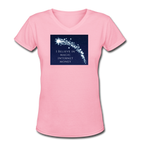 Bitcoin shirts- "I BELIEVE" Women's V-Neck T-Shirt - pink