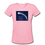 Bitcoin shirts- "I BELIEVE" Women's V-Neck T-Shirt - pink