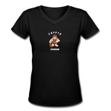 Bitcoin shirts- "CRYPTO CAVEMAN" Women's V-Neck T-Shirt - black