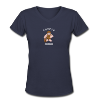 Bitcoin shirts- "CRYPTO CAVEMAN" Women's V-Neck T-Shirt - navy