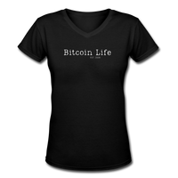 Bitcoin shirts- "BITCOIN LIFE" Women's V-Neck T-Shirt - black