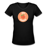 Good Vibes Clothing- "JUST PEACHY" Women's V-Neck T-Shirt - black