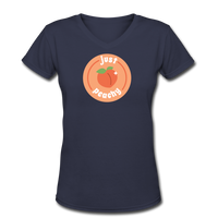 Good Vibes Clothing- "JUST PEACHY" Women's V-Neck T-Shirt - navy