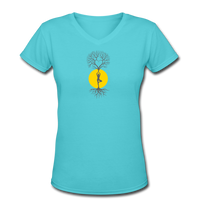 Good Vibes Clothing- "TREE POSE" Women's V-Neck T-Shirt - aqua