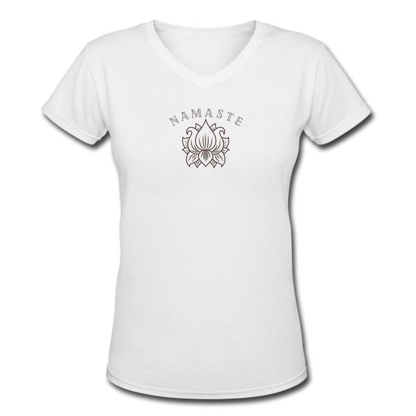 Good Vibes Clothing- "NAMASTE" Women's V-Neck T-Shirt - white