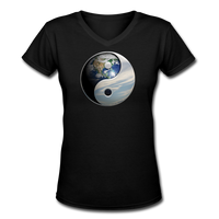 Good Vibes Clothing- "EARTH YIN/YANG" Women's V-Neck T-Shirt - black