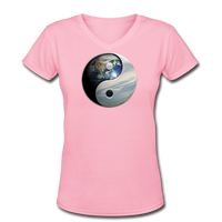 Good Vibes Clothing- "EARTH YIN/YANG" Women's V-Neck T-Shirt - pink