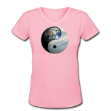 Good Vibes Clothing- "EARTH YIN/YANG" Women's V-Neck T-Shirt - pink