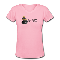 Good Vibes Clothing- "BE STILL" Women's V-Neck T-Shirt - pink