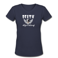 Coffee gifts- "DEATH BEFORE DECAF" Women's V-Neck T-Shirt - navy