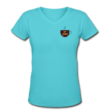 Coffee gifts- "DAY DRINKER" Women's V-Neck T-Shirt - aqua